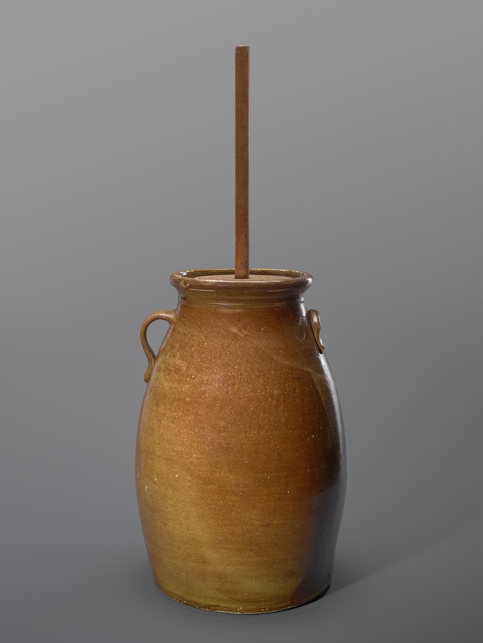 Churn, ca. 1873-1900 (slipglaseret stentøj med træ) af Joseph C. (attr.to) Rushton