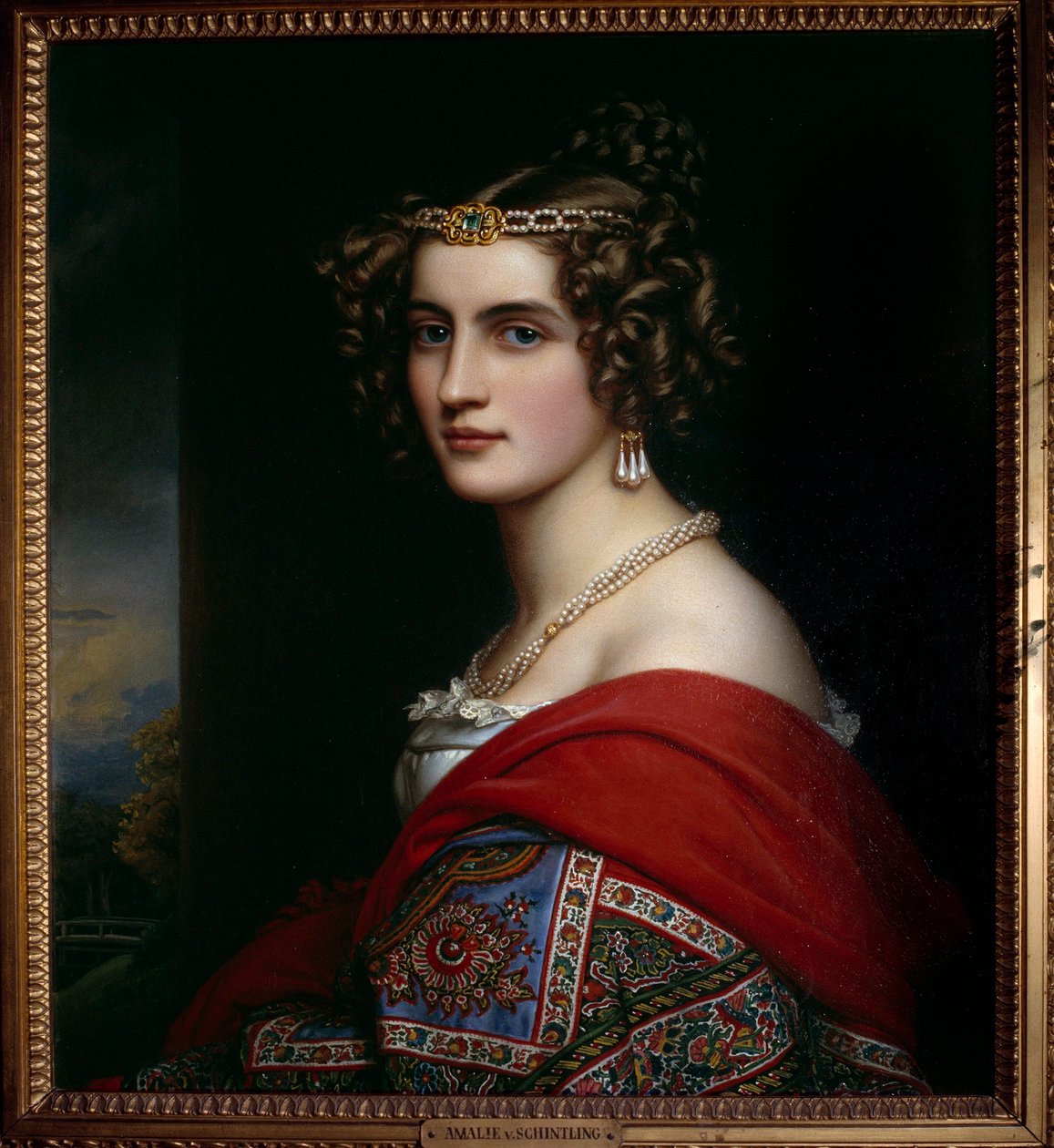 Portræt af Amalie von Schintling Maleri af Josef Karl Stieler (1781-1858) 1831 München. Chateau De Nymphenburg af Joseph Carl Stieler