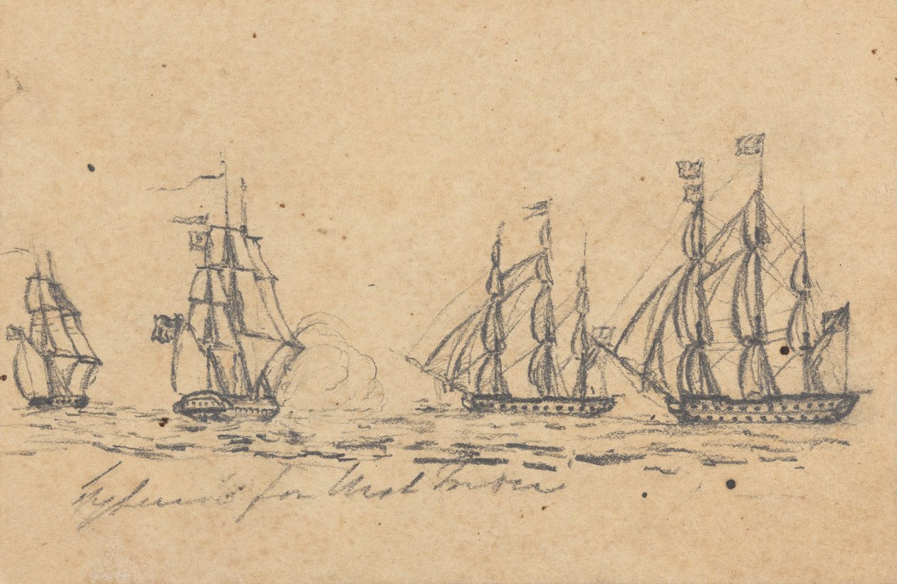 Bestemt (?) til Vestindien: Fire slagskibe af Joseph Cartwright