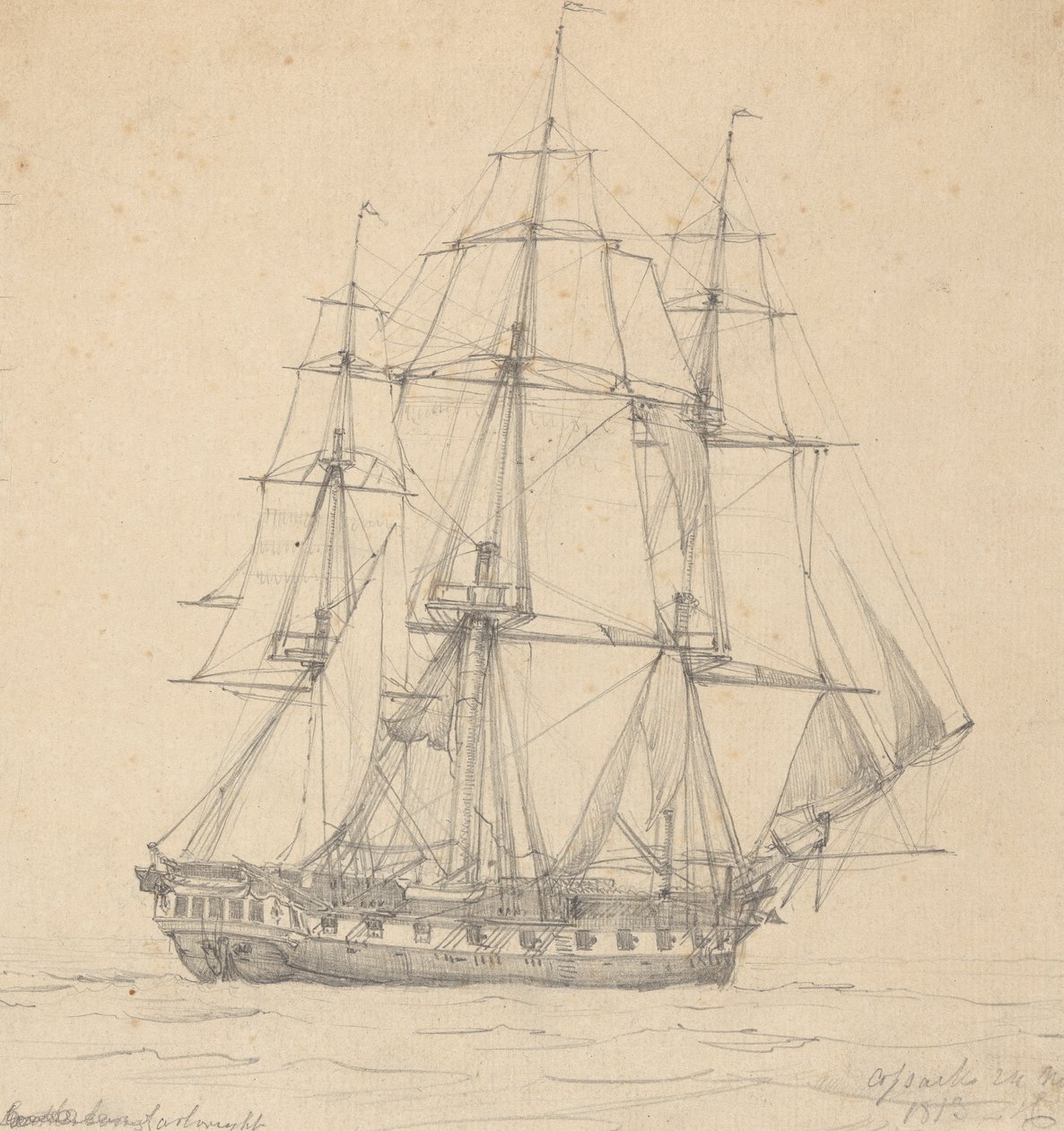Enkelt fregat, agterstavn 1813 af Joseph Cartwright