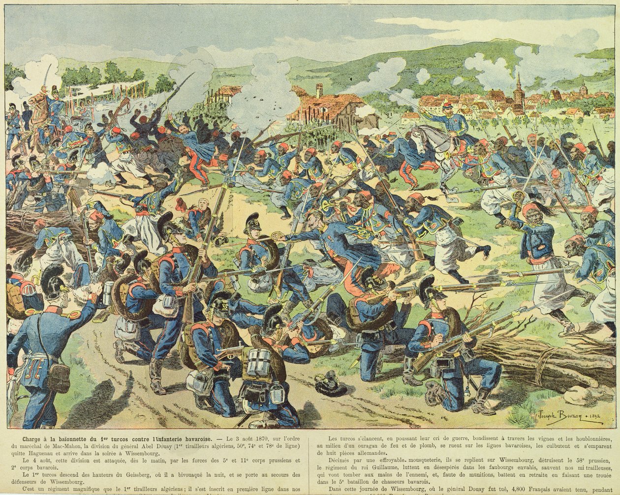 Slaget ved Wissembourg, 3.-4. august 1870 af Joseph Charles (after) Beuzon