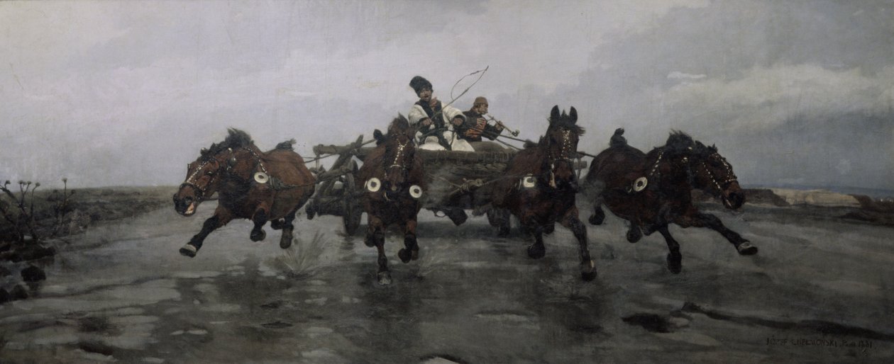 Fire i hånden, 1881 af Joseph Chelmonski