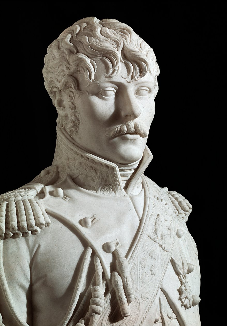 Eugene Rose de Beauharnais kaldet prins Eugene for vicekonge af Italien, derefter hertug af Leuchtenberg (1781-1824), adoptivsøn af Napoleon I Marmorskulptur af Joseph Chinard (1756-1813) 1806 Versailles, slotsmuseum af Joseph Chinard