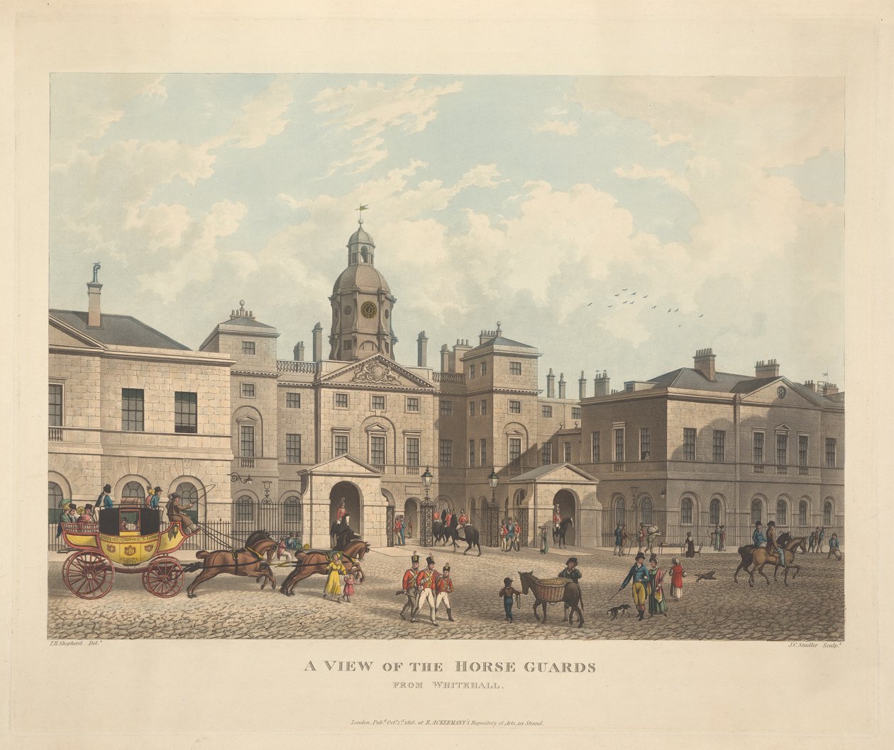 Udsigt over Horse Guards fra Whitehall af Joseph Constantine Stadler