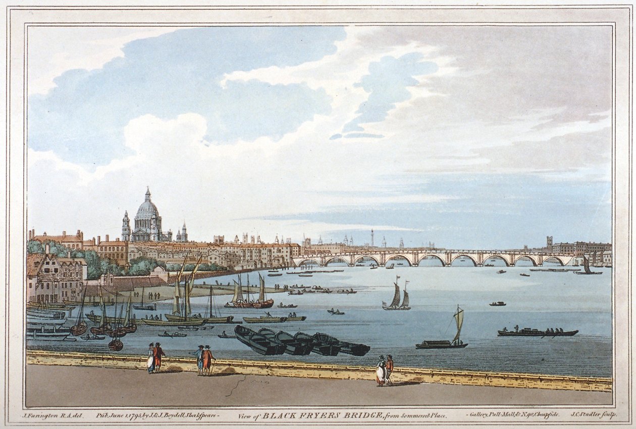 Blackfriars Bridge, London, 1795 af Joseph Constantine Stadler