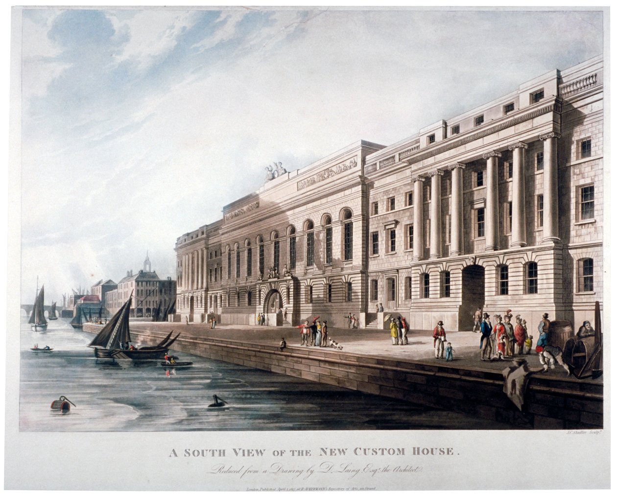 Custom House, City of London, 1817 af Joseph Constantine Stadler