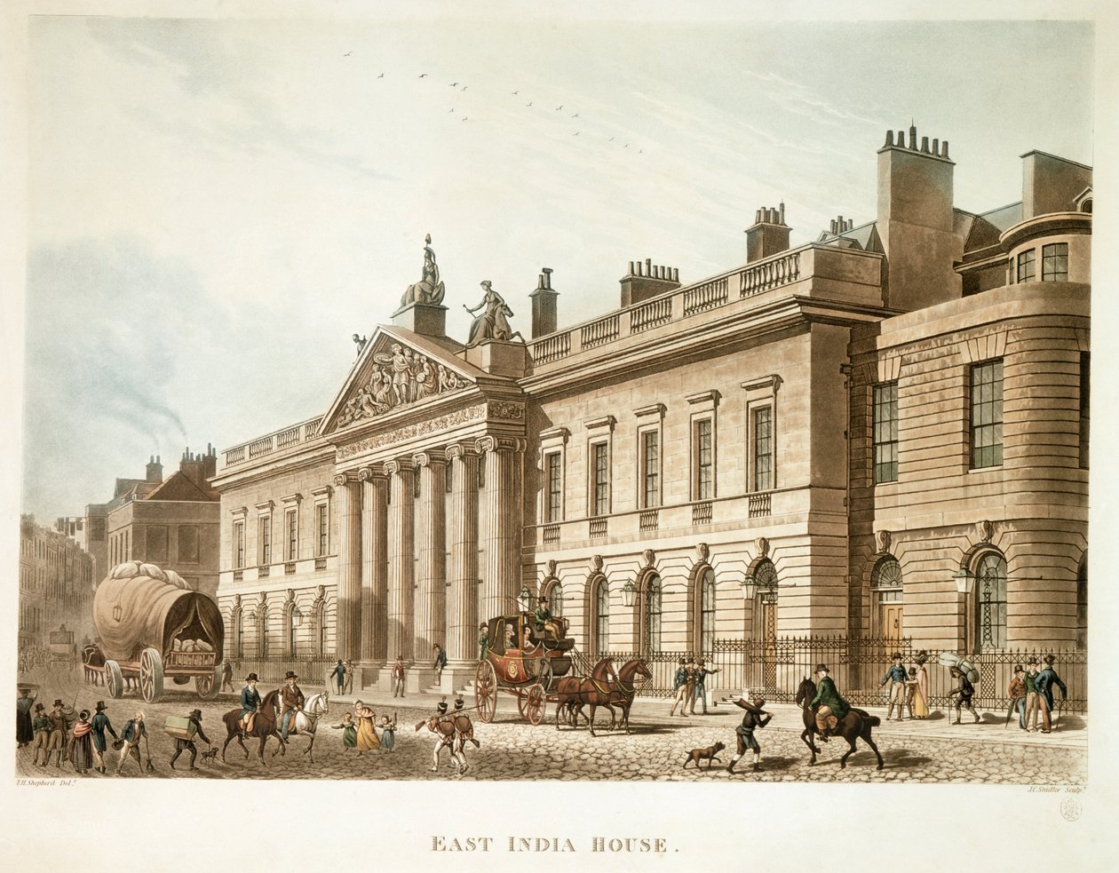 East India House, London, 1817 af Joseph Constantine Stadler
