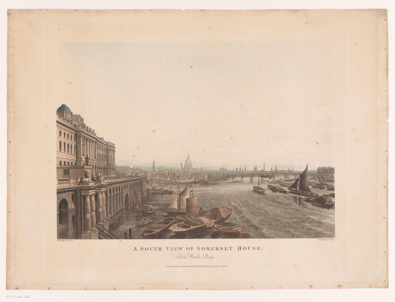 Udsigt over Somerset House og Themsen fra syd En sydlig udsigt over Somerset House, fra Waterloo Bridge (titel på objekt) af Joseph Constantine Stadler