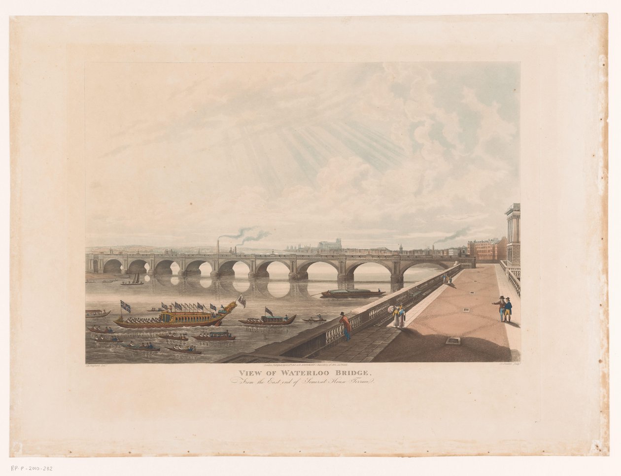 Udsigt over Waterloo Bridge fra den østlige side af terrassen til Somerset House Udsigt over Waterloo Bridge, fra den østlige ende af Somerset House Terrace (titel på objektet) af Joseph Constantine Stadler