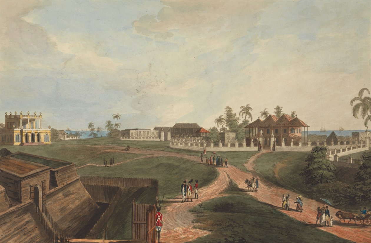 Government House & Council House, Fort Marlborough, Benkulen, Sumatra, 1799 af Joseph Constantine Stadler