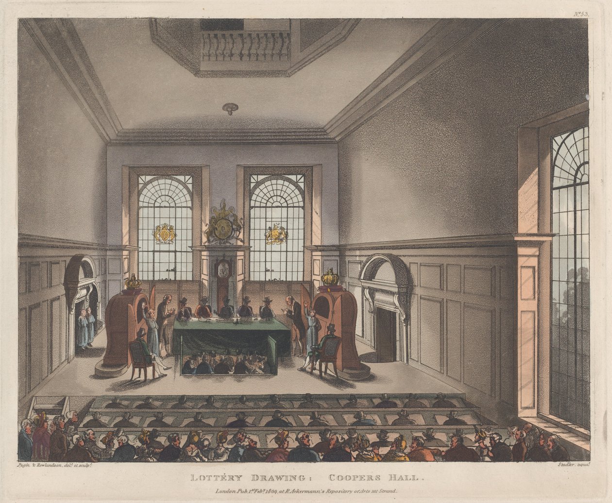 Lotteritegning, Coopers Hall, 1. februar 1809., 1. februar 1809. af Joseph Constantine Stadler