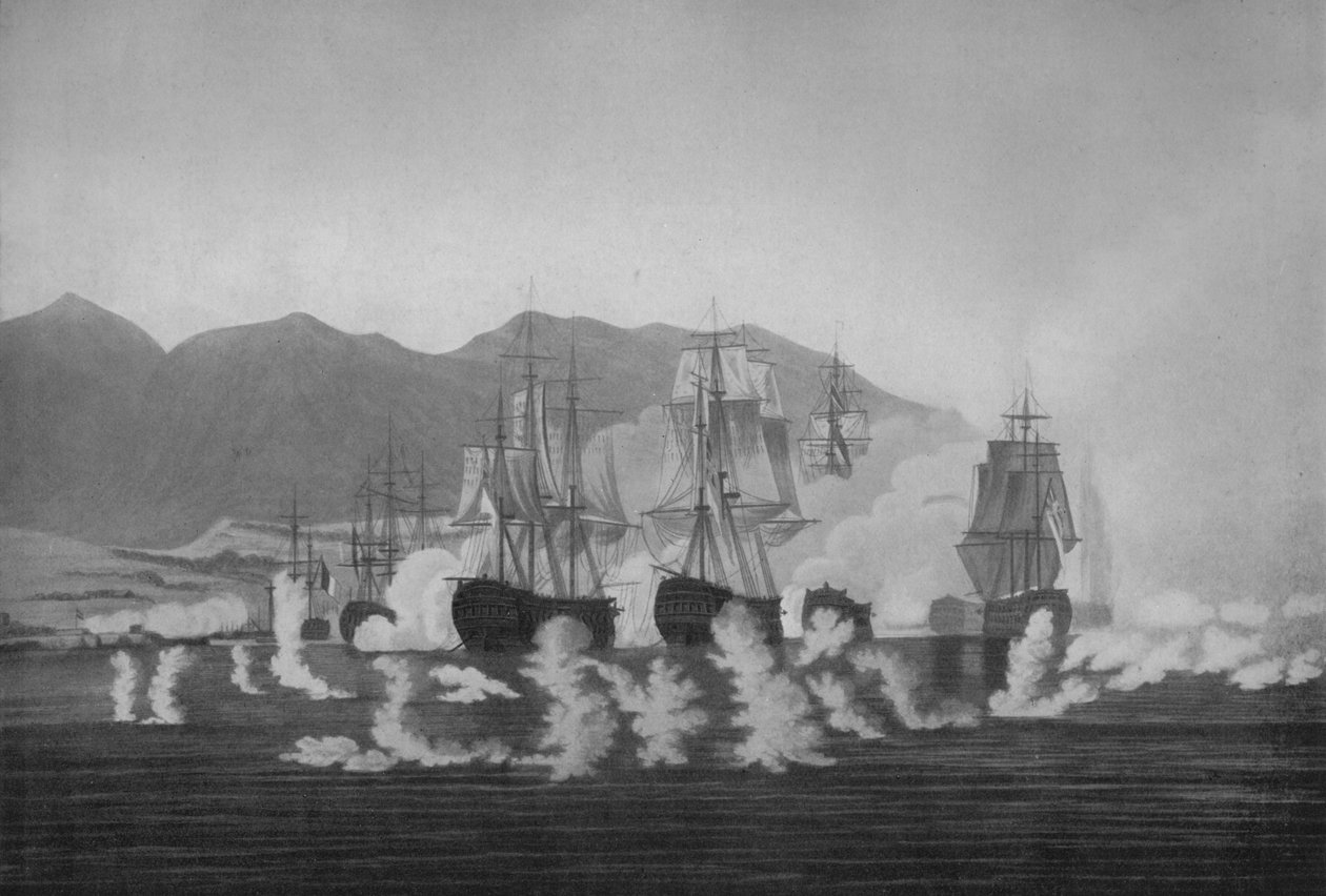 Saumarez ud for Algeciras, c1802 af Joseph Constantine Stadler
