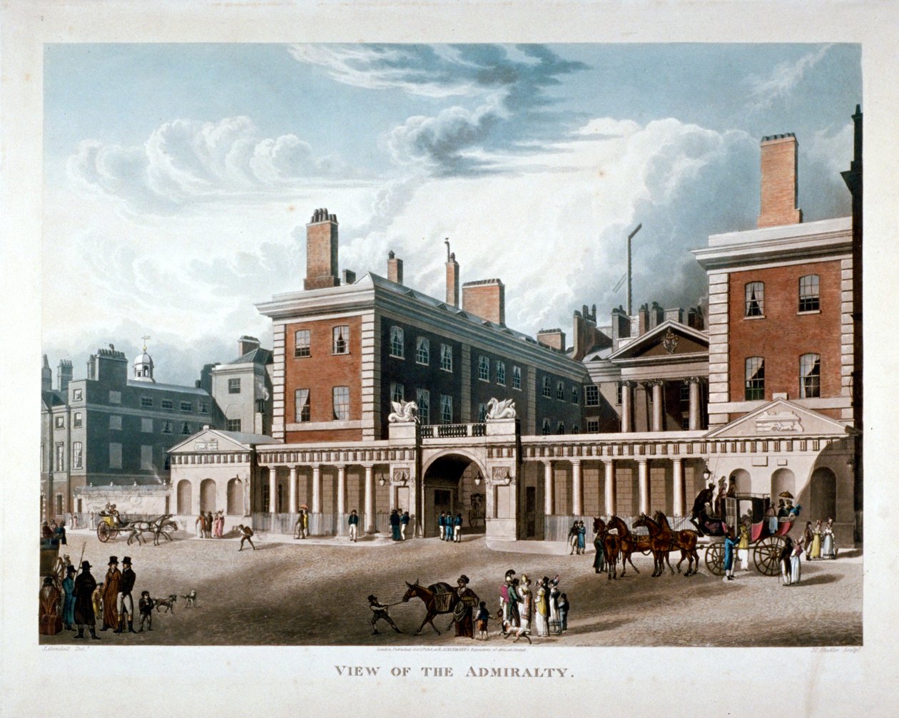 Admiralitetet, Whitehall, Westminster, London, 1818 af Joseph Constantine Stadler