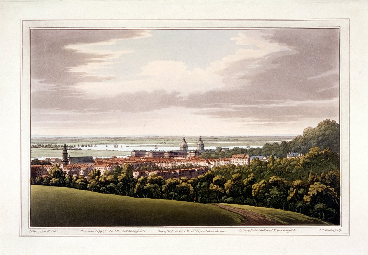 Udsigt over Greenwich, London, 1795 af Joseph Constantine Stadler