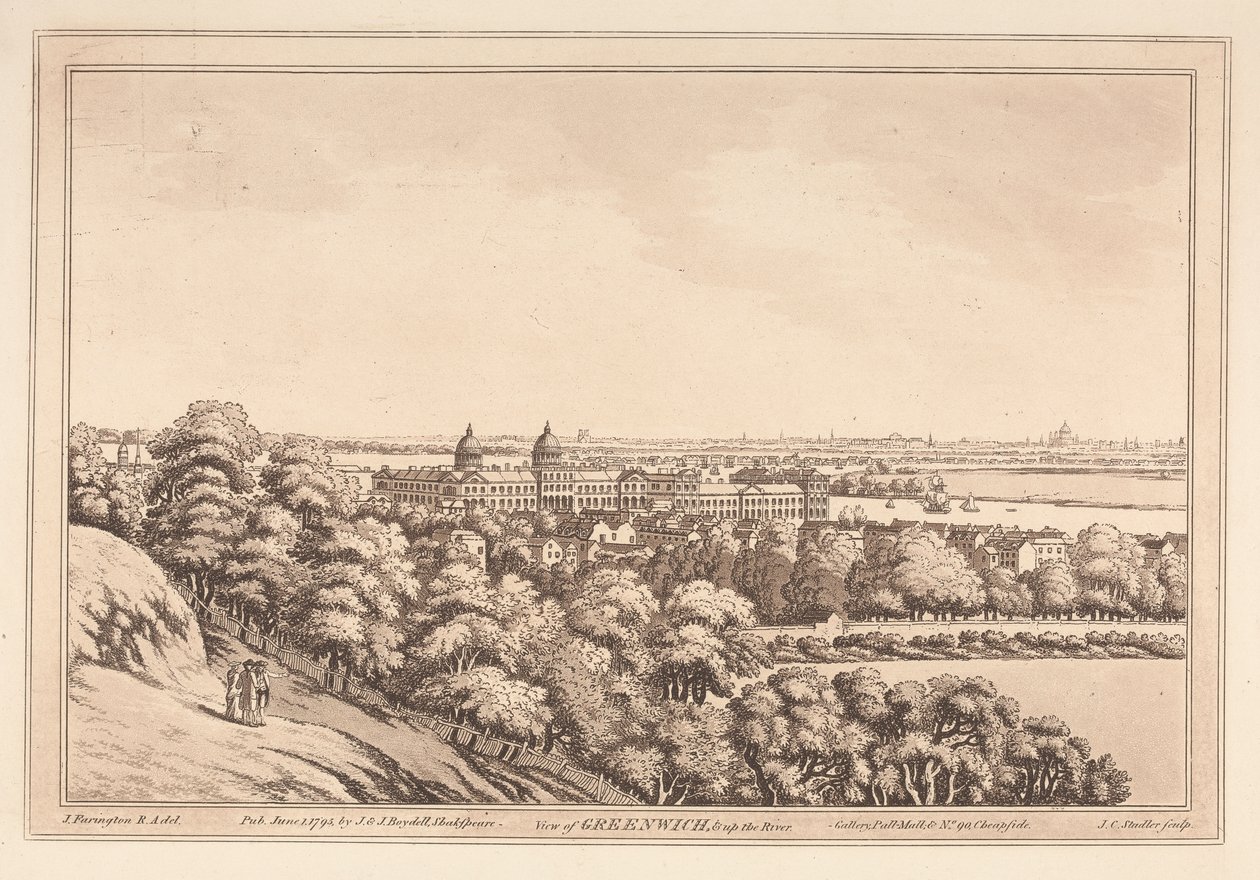 Udsigt over Greenwich og op ad floden af Joseph Constantine Stadler