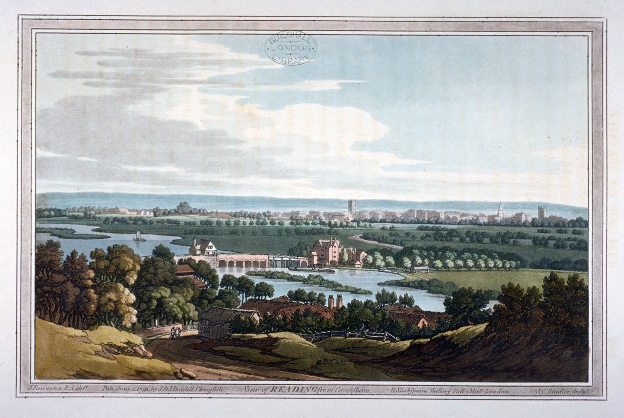 Udsigt over Reading fra Caversham, Berkshire, 1793 af Joseph Constantine Stadler