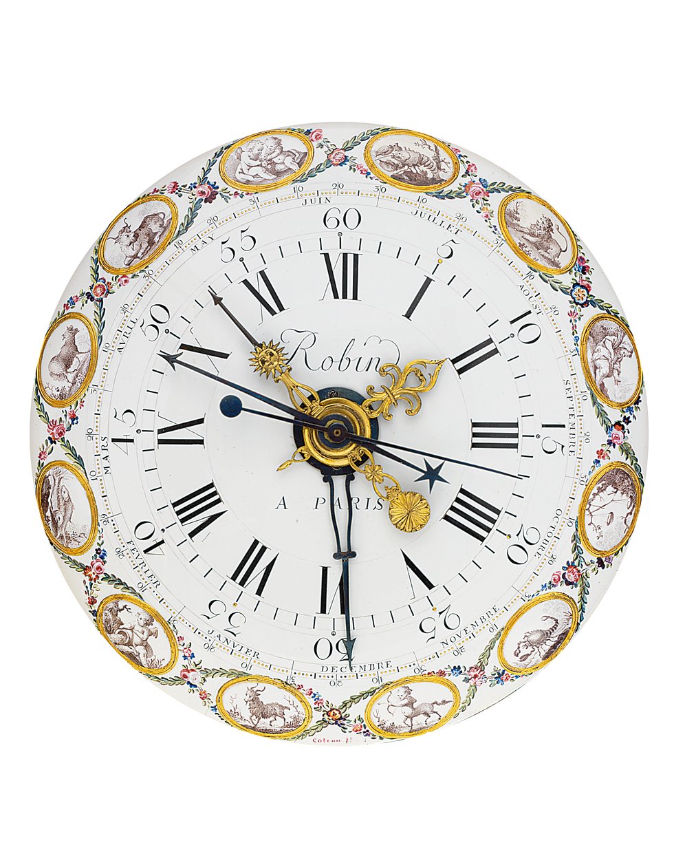 Ludvig XVI månedlige middel- og soltid mantelregulator med remontoire, 1778 af Joseph Coteau