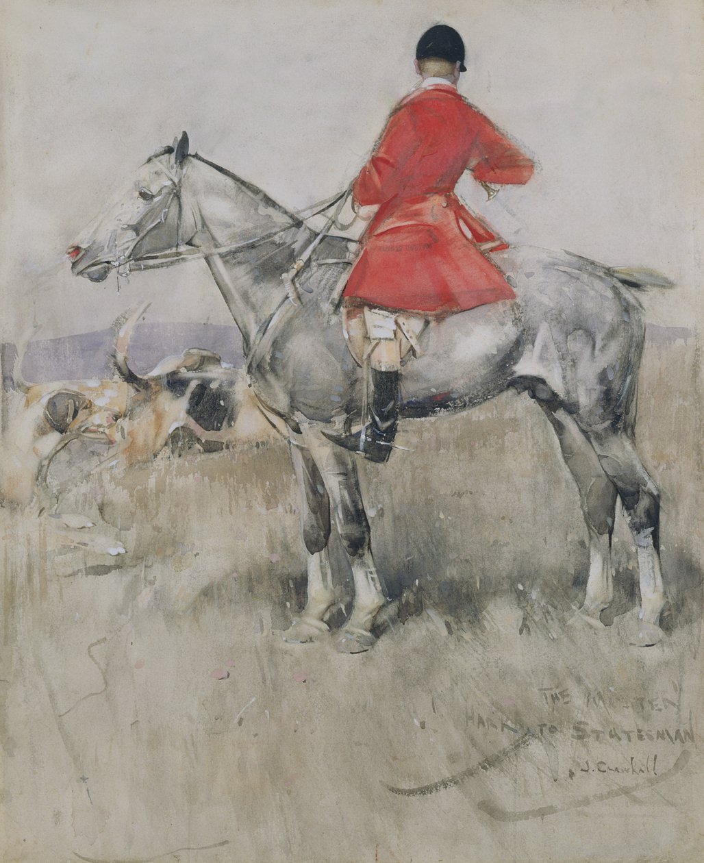 Hark to Statesman (wc og kropsfarve på papir) af Joseph Crawhall
