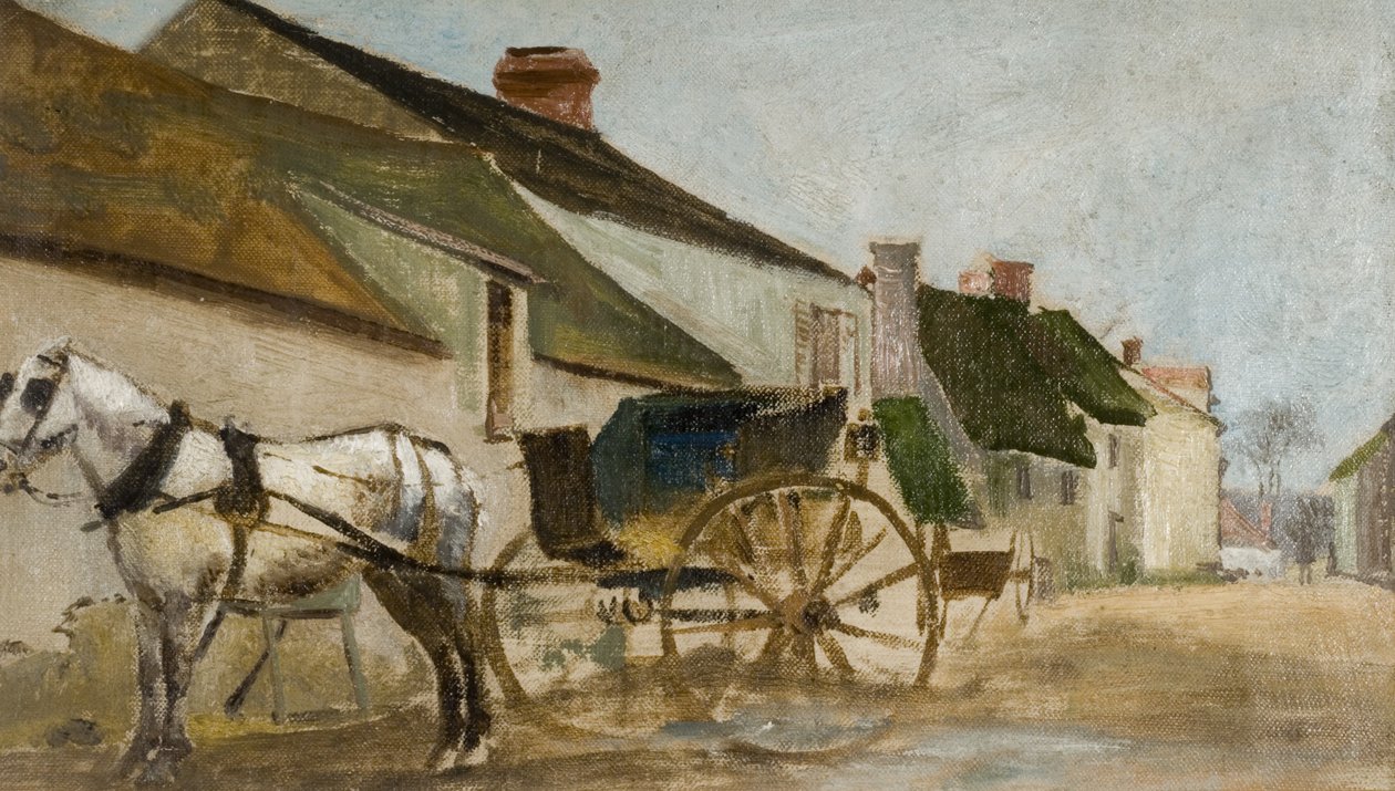 Pony og vogn af Joseph Crawhall