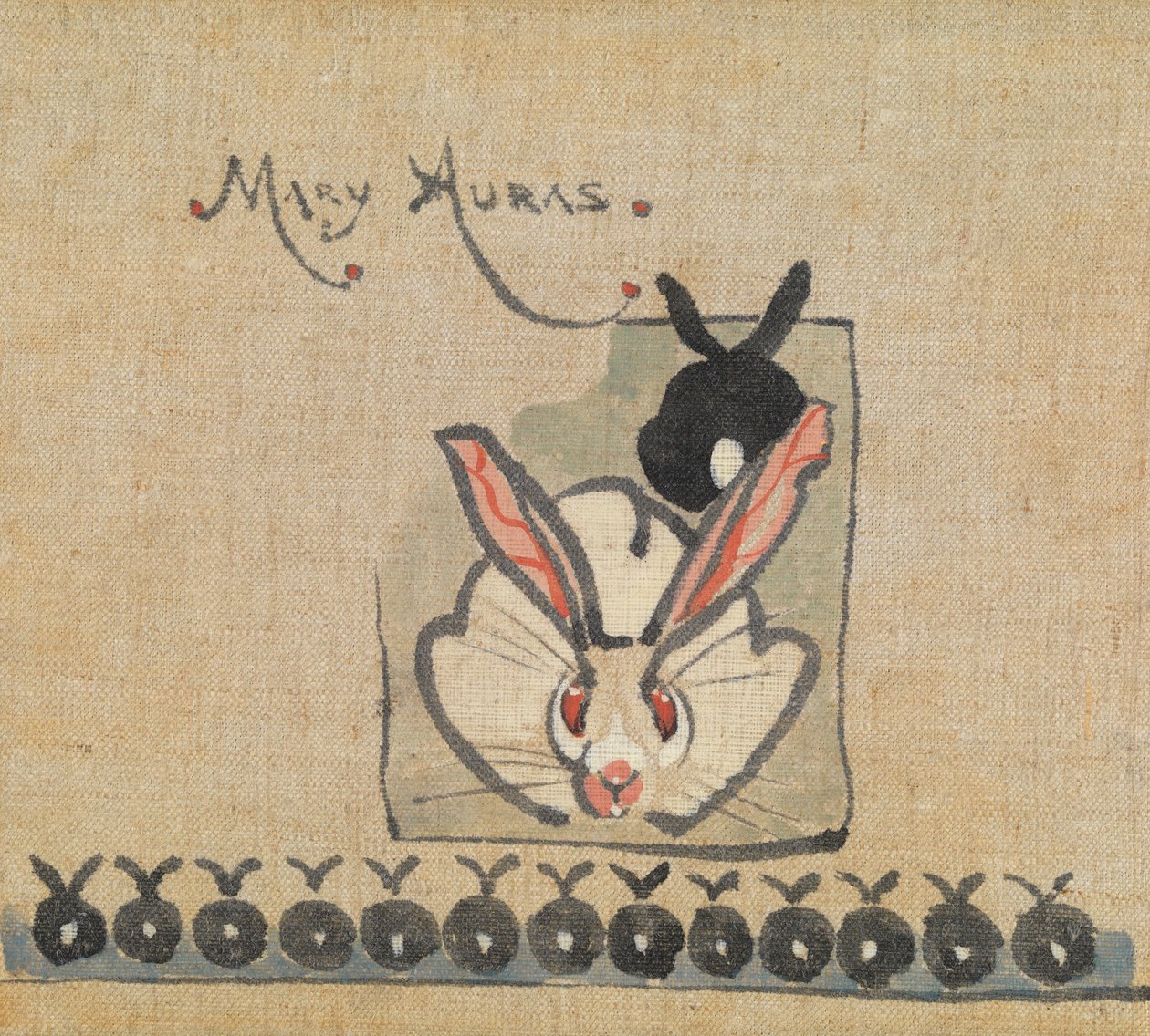 Kaniner - Miss Auras (blyant og akvarel på papir) af Joseph Crawhall