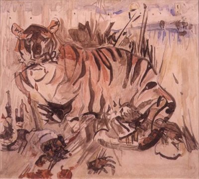 Tiger (akvarel på papir) af Joseph Crawhall