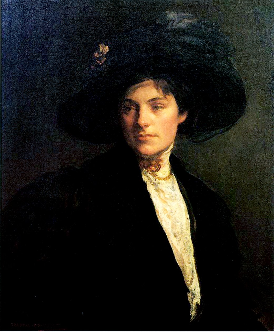 Kvinde med sort hat, 1910 af Joseph DeCamp