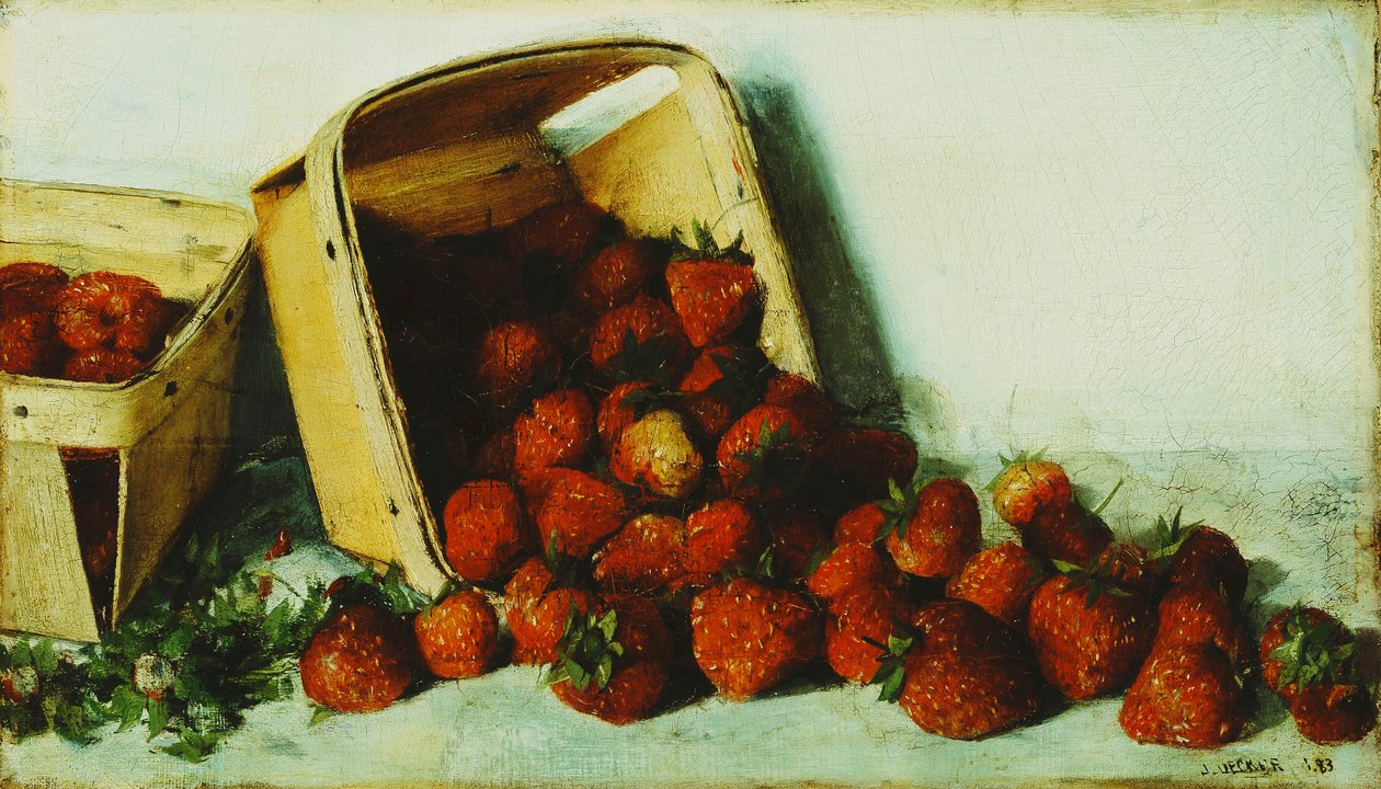 Kurv med jordbær, 1883 af Joseph Decker