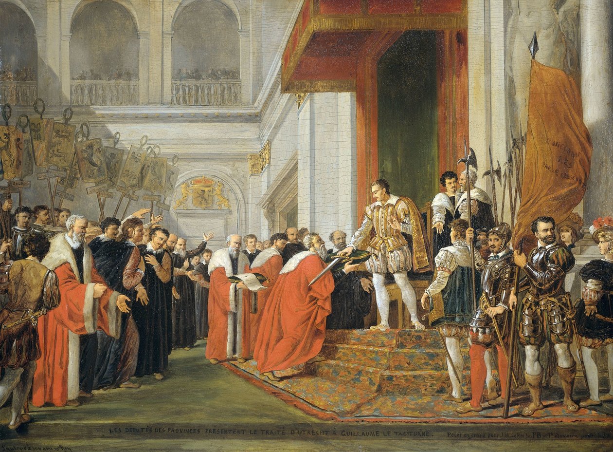 Unionen i Utrecht af Joseph Denis Odevaere (signed by artist)