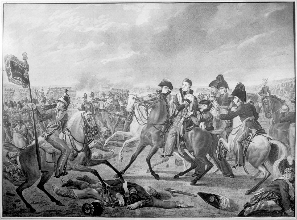 HKH William Prince of Orange såret i sejrsøjeblikket i det mindeværdige slag ved Waterloo, 1815, offentliggjort 1816 af Joseph Denis after Odevaere