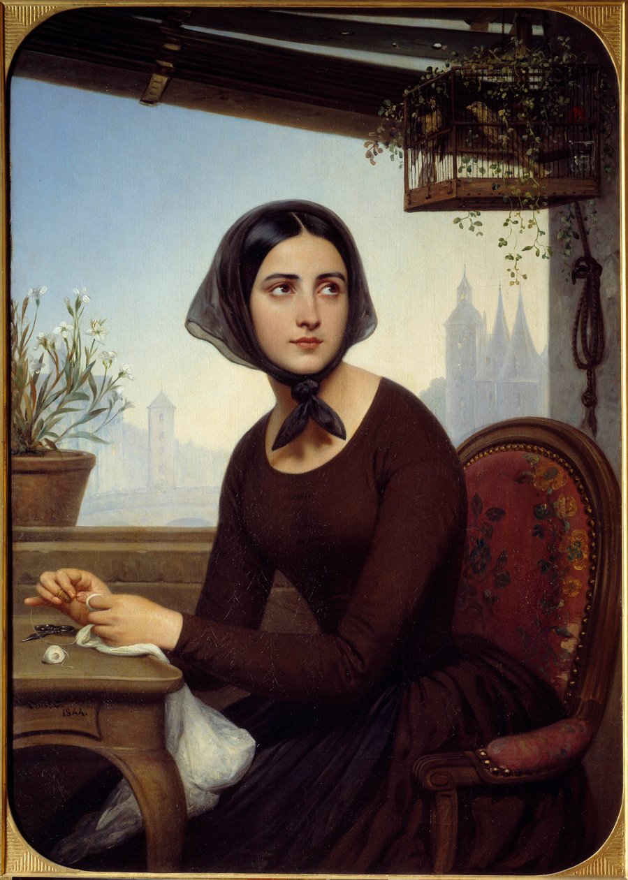 Sjovt til at underholde sig selv i fraværet af Germain Illustration til "Les mysteres de Paris" af Eugene Sue. Maleri af Joseph-Desire Court (1798-1865) 1844 søn. 1,12x0,8 m Rouen, Musee des Beaux Arts af Joseph Desire Court