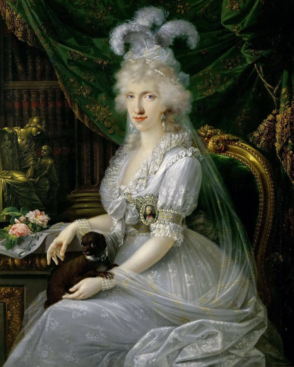 Tysk: Marie Luise (Ludovica) af Napoli-Sicilien (1773-1802), hustru til Ferdinand III af Toscana, siddende ved et bord, knælangt portræt af Luisa Maria Amelia Teresa af Napoli og Sicilien, prinsesse af Napoli og Sicilien (1773-1802), storhertugindegemalind af Joseph Dorffmeister
