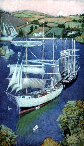 Brigger ved Fowey, Cornwall af Joseph Edward Southall