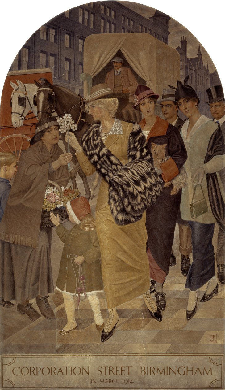Corporation Street, Birmingham i marts 1914 af Joseph Edward Southall