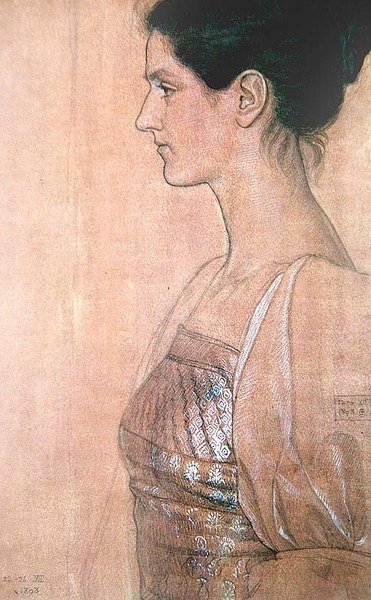 Halv længde profil af en ung dame af Joseph Edward Southall