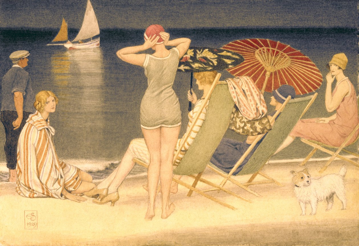 Parasoller, 1929 (wc på papir) af Joseph Edward Southall