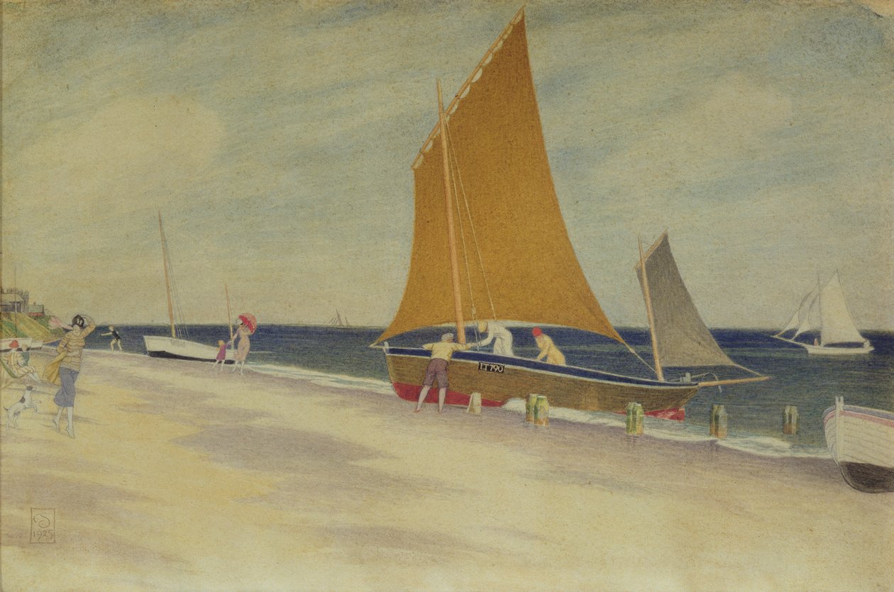 Pleasures of the Seaside, 1925 (wc på papir) af Joseph Edward Southall