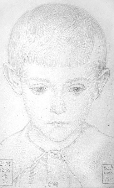 Portræt af en ung dreng (ESA i alderen 7 år) af Joseph Edward Southall