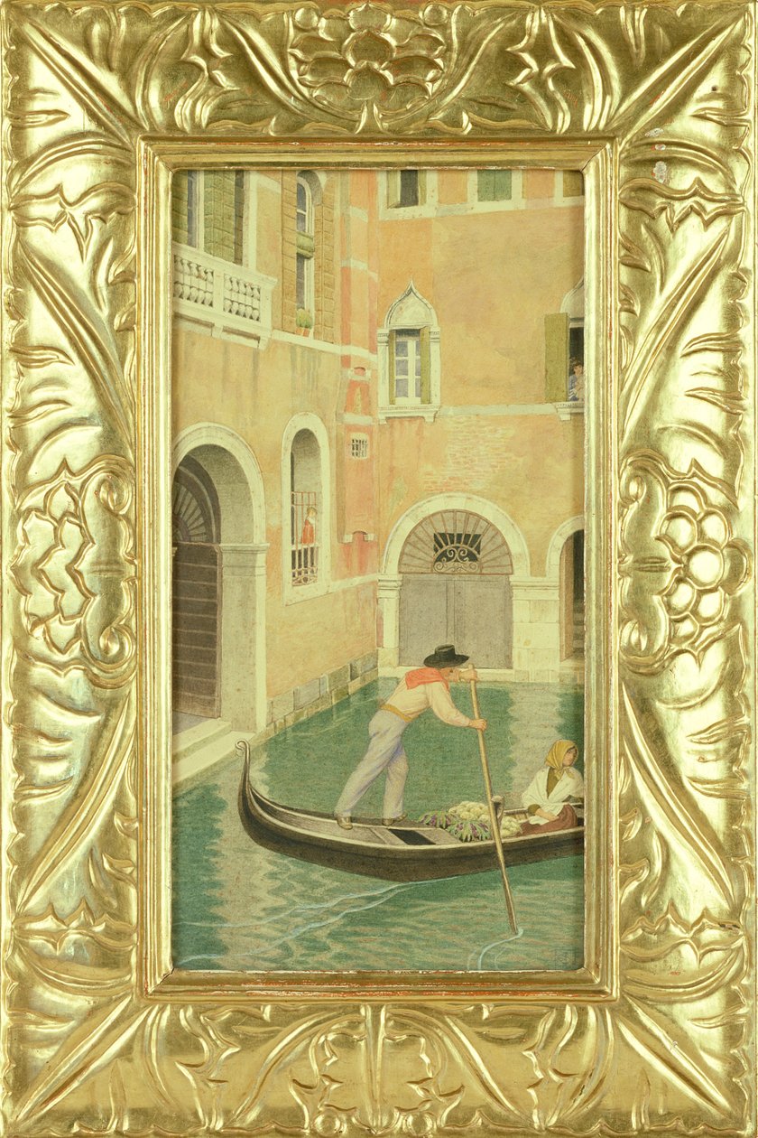 Rio della Guerra, Venedig, 1921 (wc eller tempera over blyant på kort) af Joseph Edward Southall