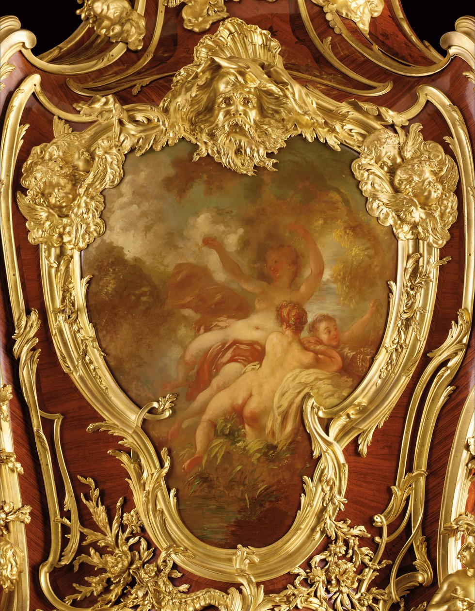Detalje af en dekoreret serre-bijoux af Joseph Emmanuel Zwiener