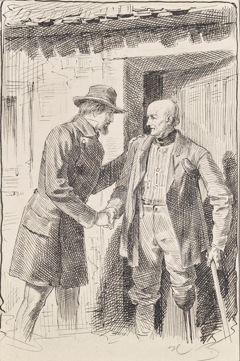 To mænd, den ene med et amputeret ben af Joseph Eugen Hörwarter