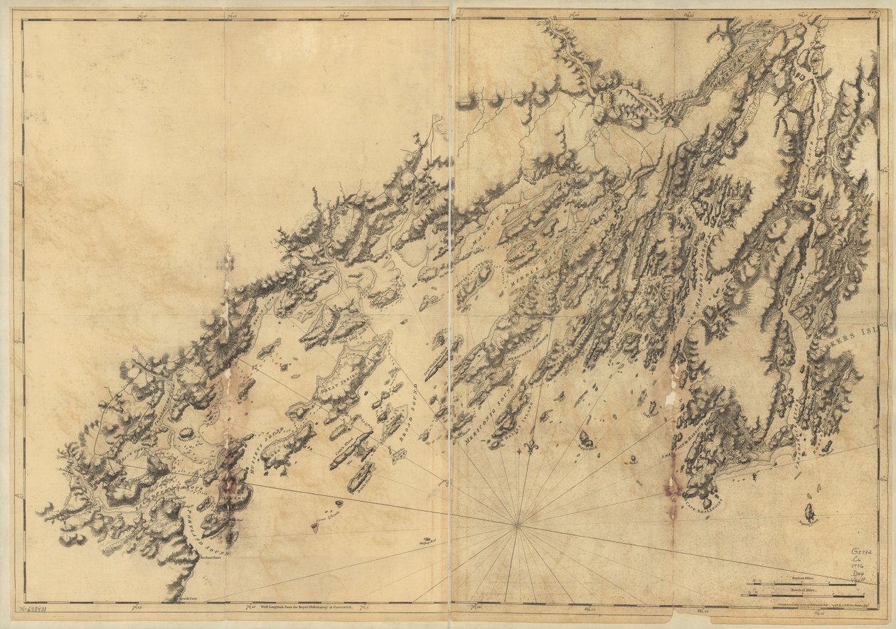 Kyst af Maine fra Salter Island til Portland Head. af Joseph F. W. Des Barres
