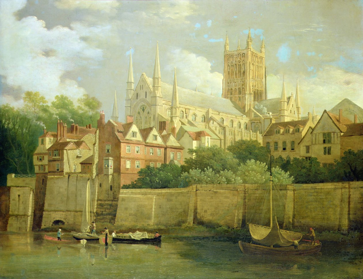 Udsigt over Worcester Cathedral fra sydvest af Joseph Farington