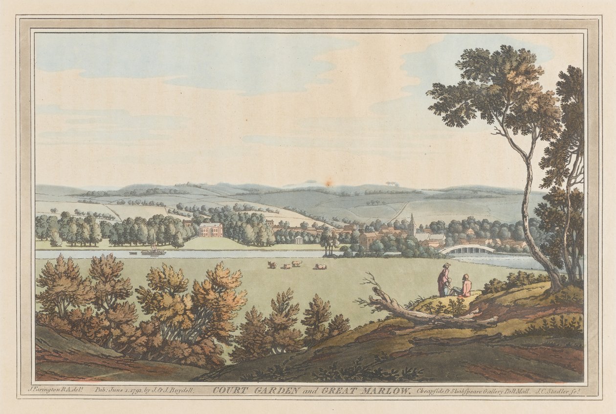 Court Garden og Great Marlow af Joseph Farington