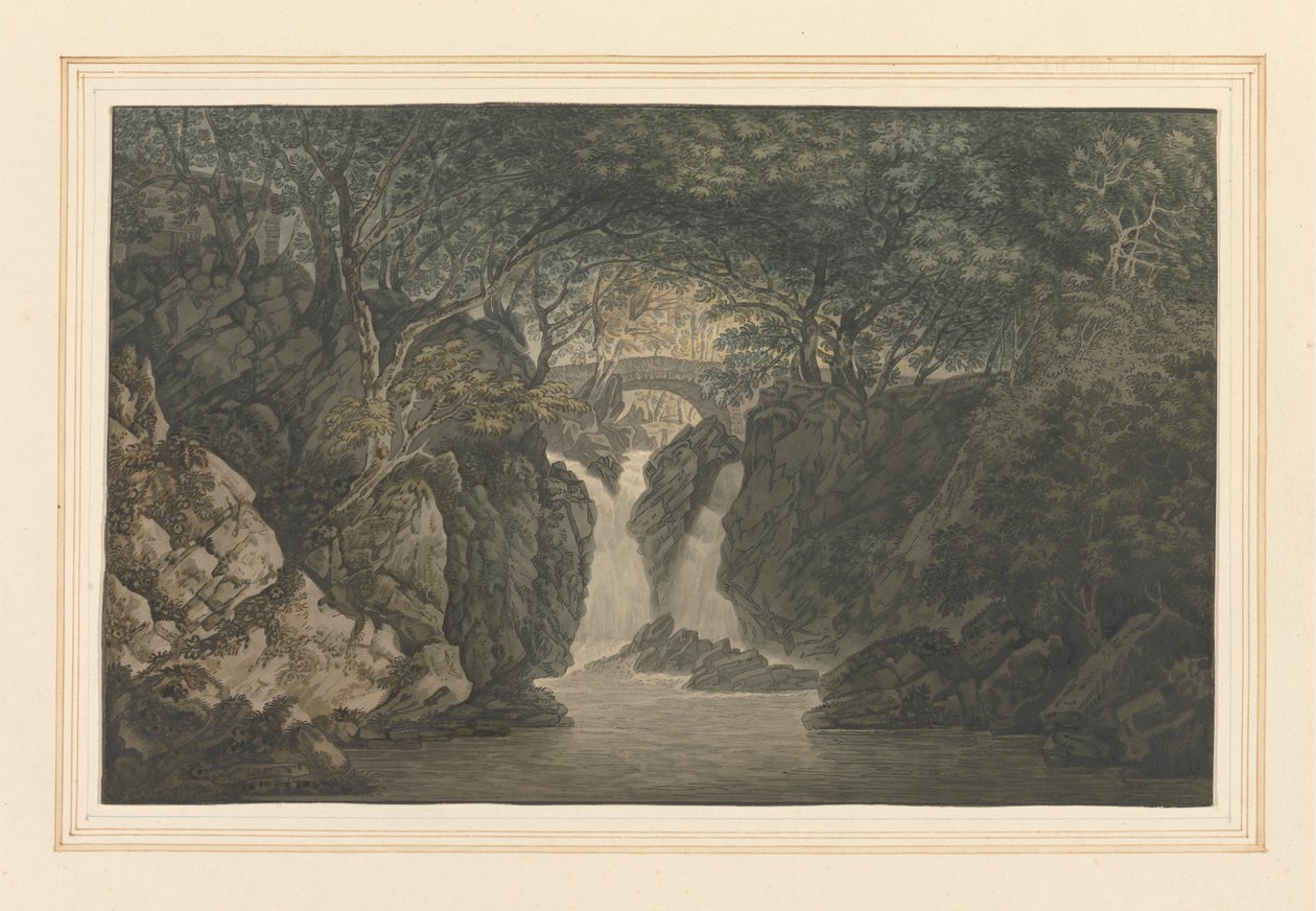 Nedre vandfald Rydal af Joseph Farington