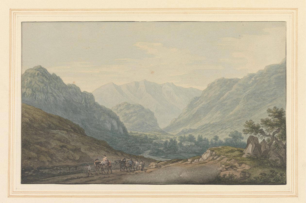 Nej. Udsigt på vejen fra Ambleside til Keswick fra 6 mile Stone af Joseph Farington