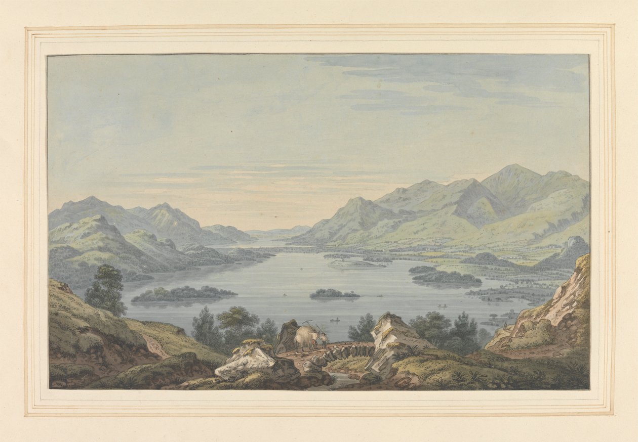 Vale of Keswick og Derwent Water af Joseph Farington
