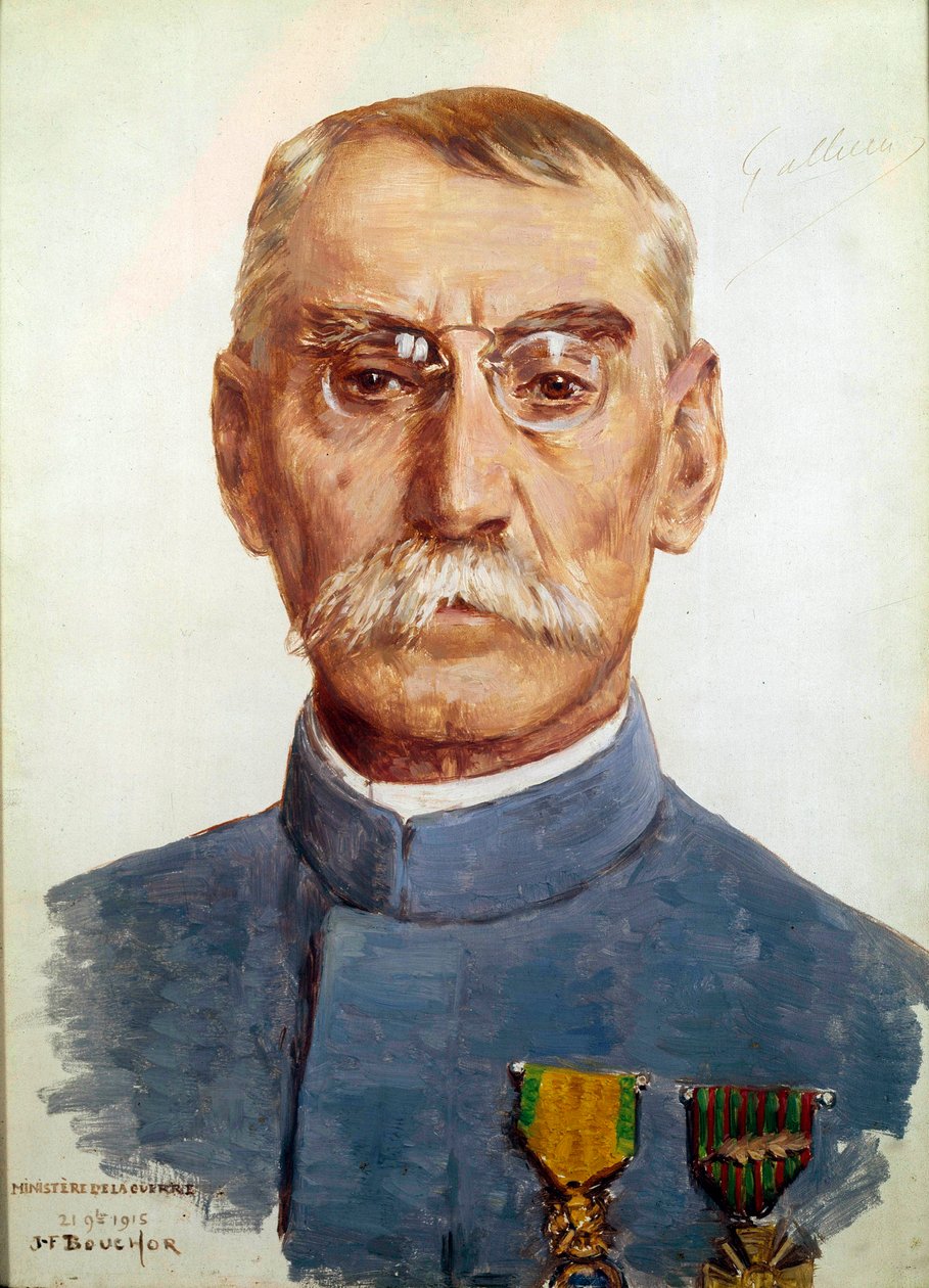 Første Verdenskrig (1914-1918): "" Portræt af Marechal Joseph Simon Gallieni (1849-1916)"" Maleri af Joseph Felix Bouchor (1853-1937) 1915 Søn. 0,33 x 0,24 m af Joseph Felix Bouchor
