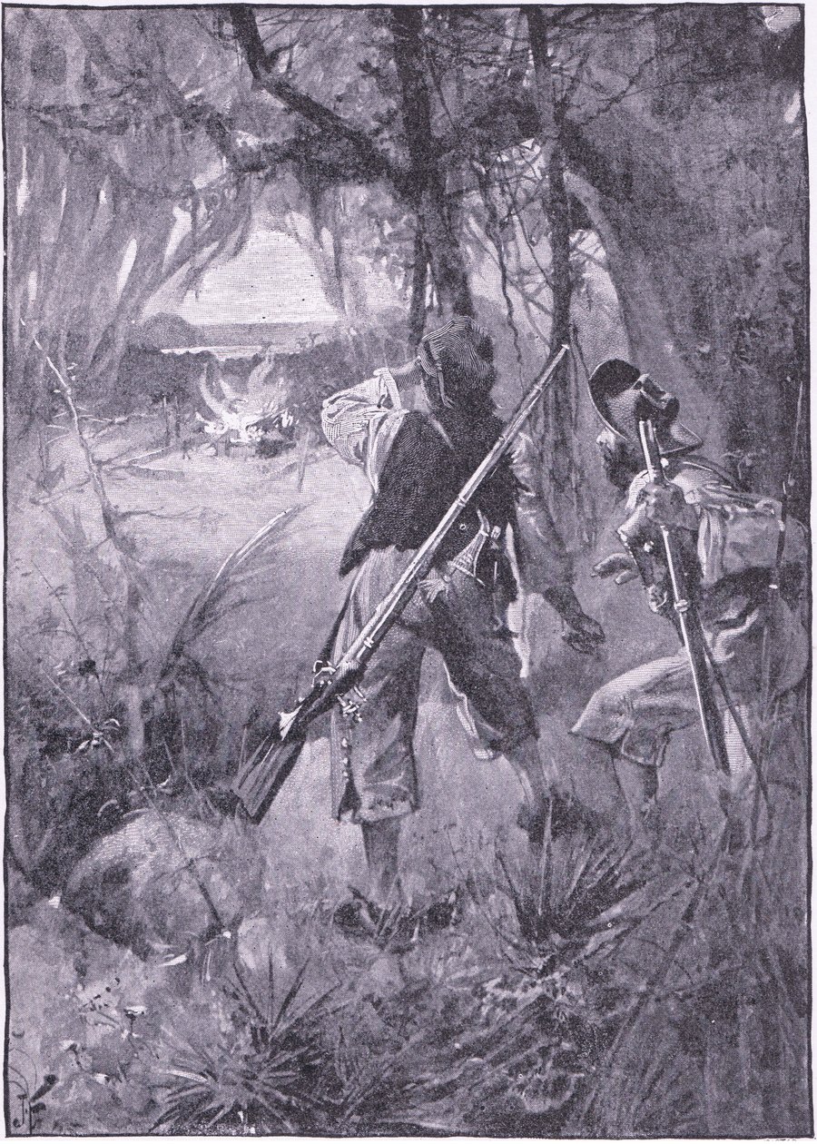 Alle deres hytter og husholdningsartikler flammer op sammen (litho) af Joseph Finnemore