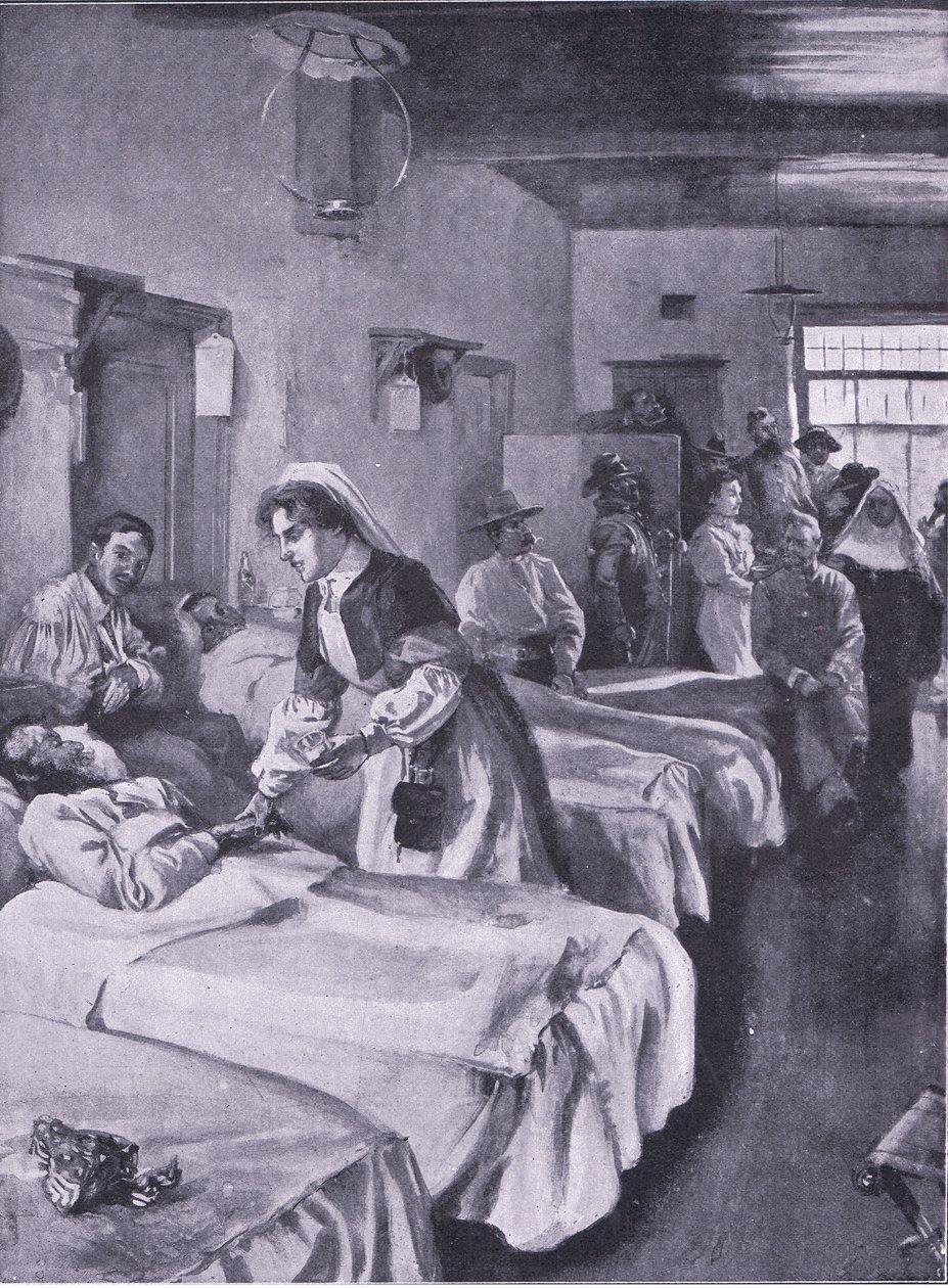Boerfanger i Palace Hospital i Simonstown, illustration fra After Pretoria: The Guerilla War, 1902 af Joseph Finnemore