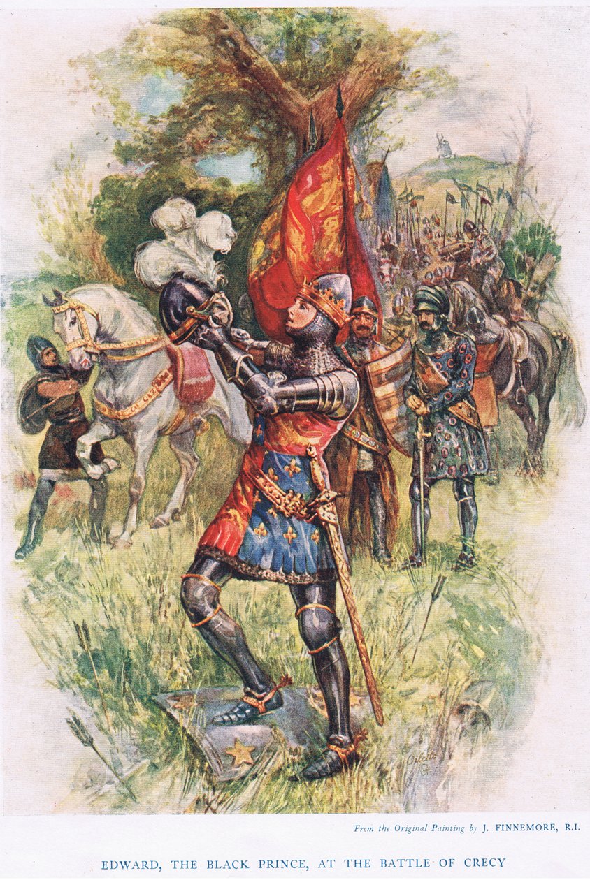 Edward, The Black Prince at the Battle of Crecy, illustration fra 